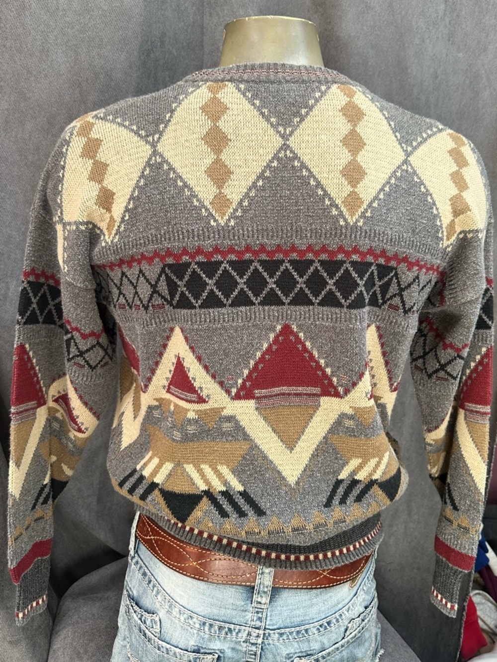 Vintage geometric sweater men’s large - Picture 2 of 3